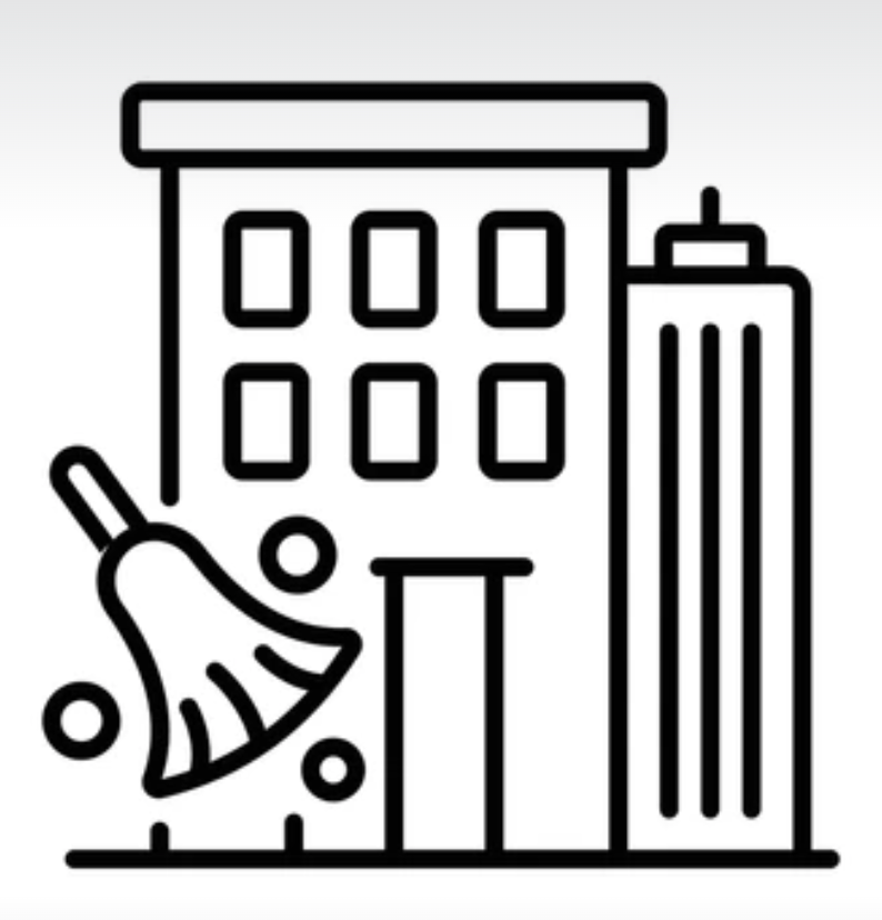 Commercial office cleaning services building icon